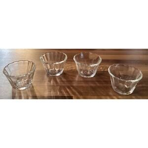 4 Vtg Fire King Clear Glass Custard Cups Ramekins 422 Dessert 5oz Scalloped